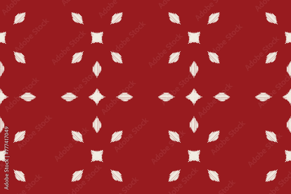 Traditional Ethnic ikat motif fabric pattern geometric style.African Ikat embroidery Ethnic oriental pattern red background wallpaper. Abstract,vector,illustration.Texture,frame,decoration.