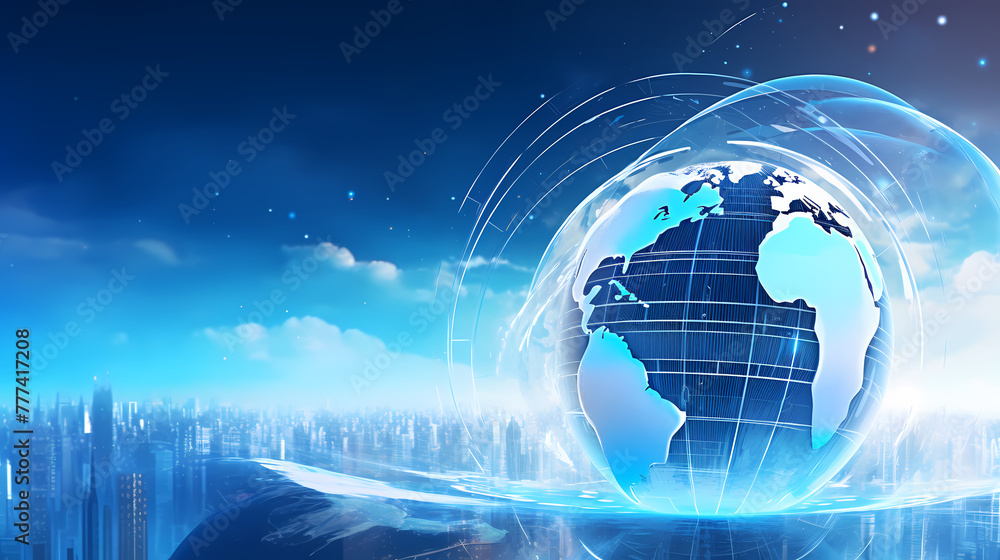 Fototapeta premium Abstract technology blue earth