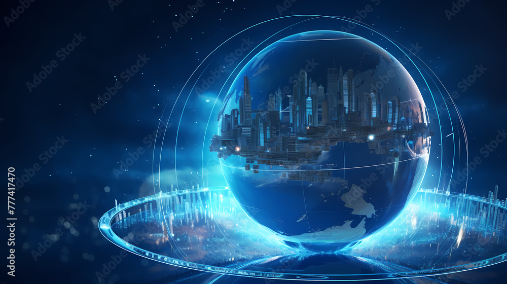 Obraz premium Abstract technology blue earth