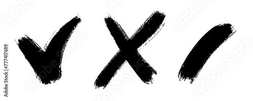 Black Brush Strokes Tick, Cross, and Dash