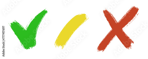Black Brush Strokes Tick, Cross, and Dash