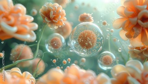 A closeup of a group of jellyfish, resembling a flower or plant organism floating underwater. The petallike pattern creates a beautiful marine biology art display