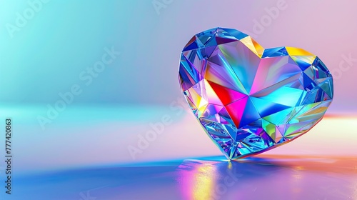 heart shaped glass. blue neon background. Generative AI