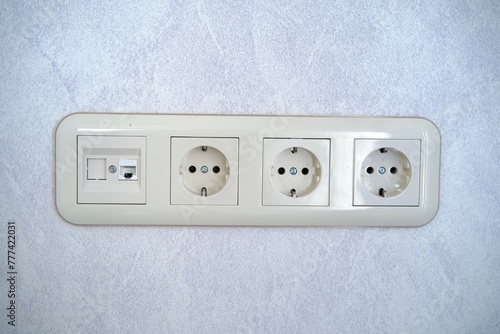 electrical sockets. connector for internet cable. built-in socket