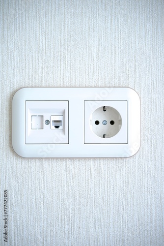 electrical sockets. connector for internet cable. built-in socket