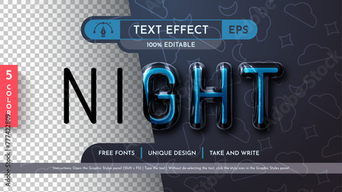 5 Night Glass Editable Text Effects, Graphic Styles