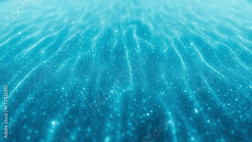 Seamless reversable loop with wave of blinking dots flying through space. Loopable abstract light blue background. AI, cyberspace,big data transfer,metaverse. Consciousness and artificial intelligence