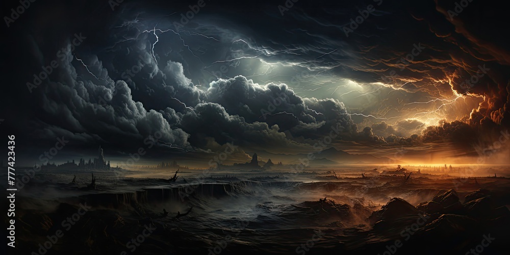 Storm Brewing in the Sky Generative AI - obrazy, fototapety, plakaty 