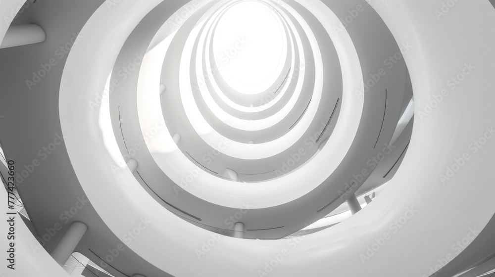 Obraz premium Illustration Abstract Architecture Background. 3d of White Circular Building.Futuristic Technology Design.Ai generated