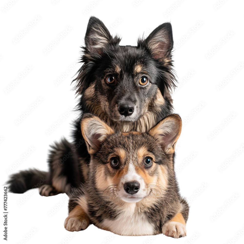 Cute dogs two border collie puppy isolated on white background