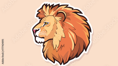 Lion head icon sticker 2d flat cartoon vactor illus