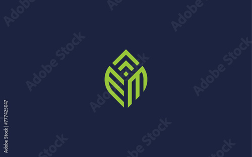 letter em with leaves logo icon design vector design template inspiration