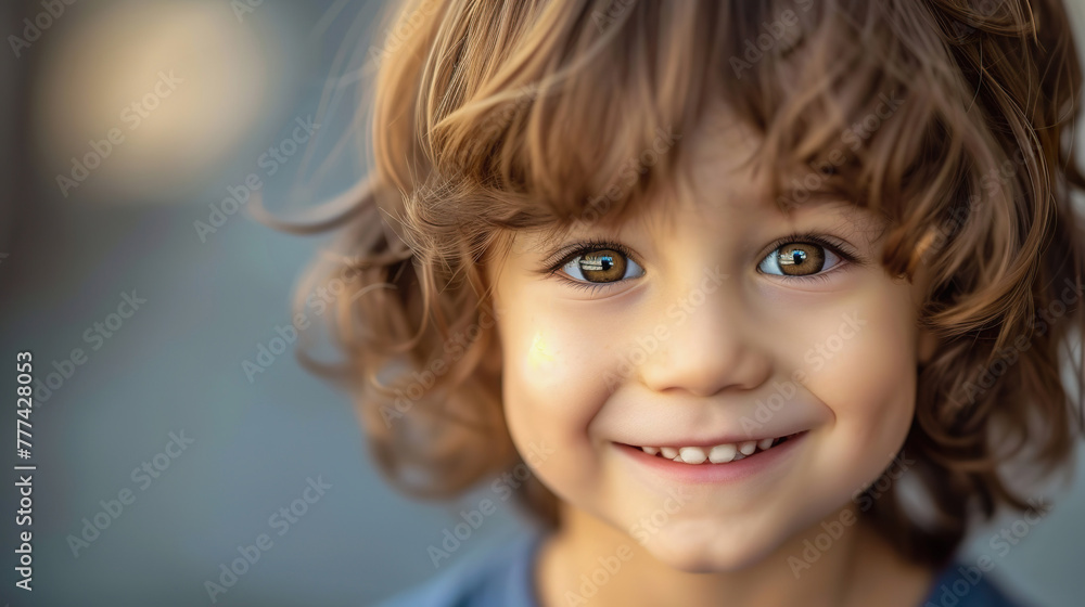 Preschool little boy close up portrait, copy space Preschool little boy close up portrait, copy space