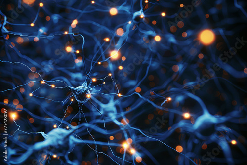 Macrophotography of glittering Neurons in dark