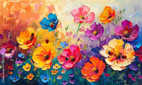 KS vibrant flowers in the sun oil painting colorful detai