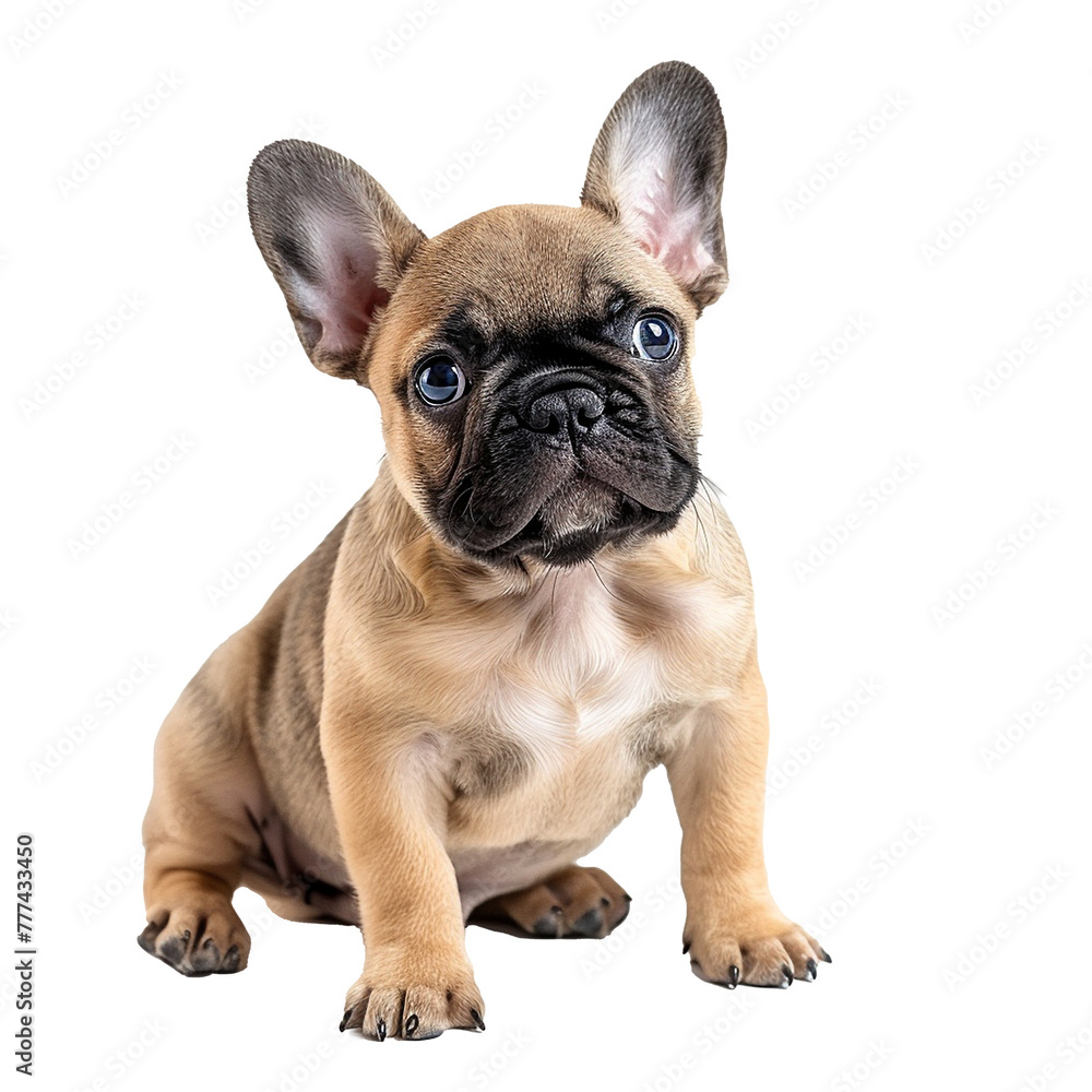 Black mask fawn french bulldog puppy isolated