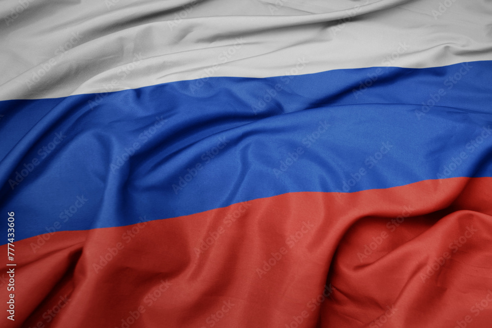 Naklejka premium waving colorful national flag of russia.