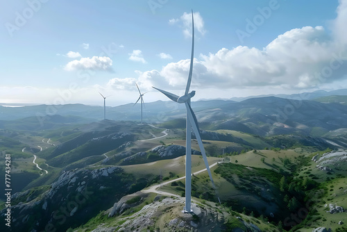 rows of majestic wind turbines generate clean energy on the horizon