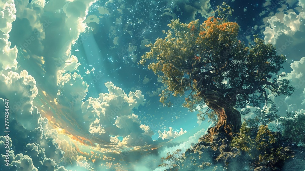 Naklejka premium the essence of dream sequences on a cinematic canvas Blend reality and fantasy seamlessly, playing with light and shadow to evoke emotions and spark curiosity