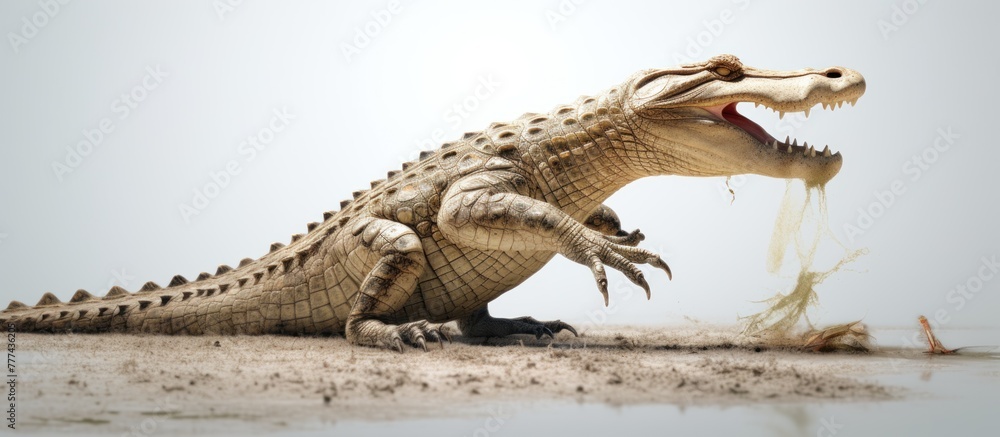 wildlife crocodile catches and eating a chicken AI generated wildlife crocodile catches and eating a chicken AI generated