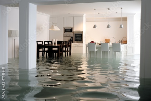 Household pipe malfunction leads to kitchen apartment flooding caused by a burst pipe
