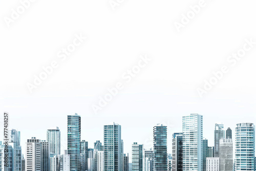 Urban skyline. View to modern city from high-rise buildings on white background. 