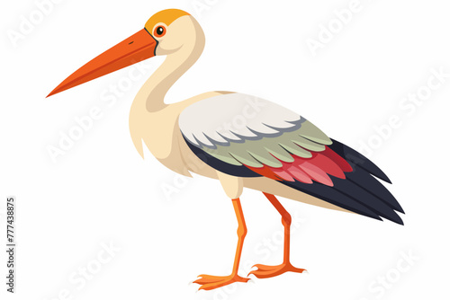 Painted stork vector with white background.