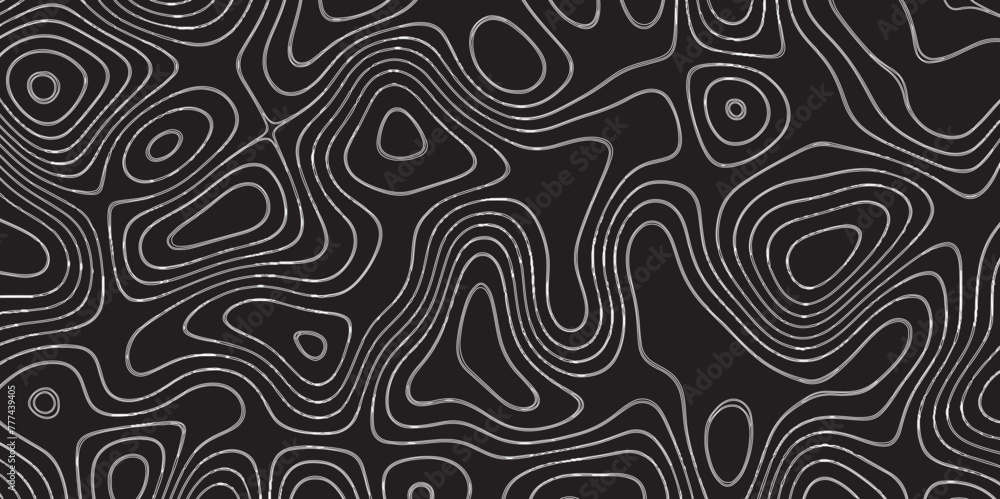 Modern Topographic map terrain texture and landscape grid abstract vector background. Contour lines. Dark seamless design, elegant tileable isolines pattern. Blank Detailed topographic patter line map Modern Topographic map terrain texture and landscape grid abstract vector background. Contour lines. Dark seamless design, elegant tileable isolines pattern. Blank Detailed topographic patter line map