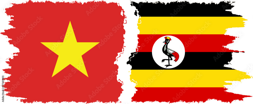 Uganda and Vietnam grunge flags connection vector Uganda and Vietnam grunge flags connection vector