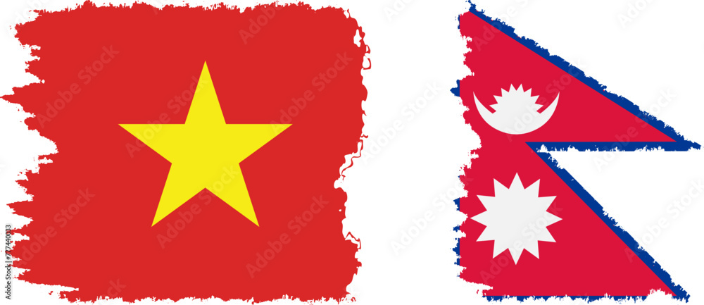 Nepal and Vietnam grunge flags connection vector Nepal and Vietnam grunge flags connection vector
