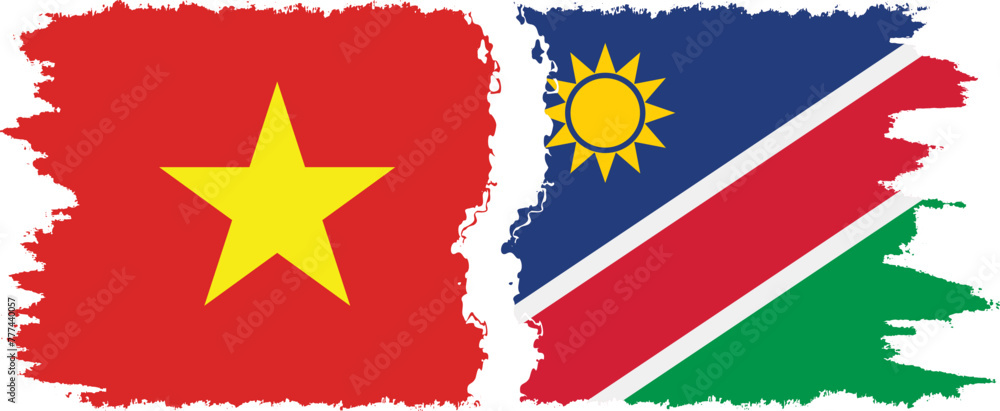 Namibia and Vietnam grunge flags connection vector Namibia and Vietnam grunge flags connection vector