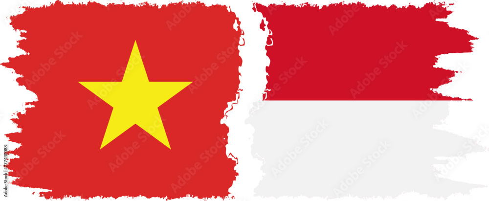 Monaco and Vietnam grunge flags connection vector Monaco and Vietnam grunge flags connection vector