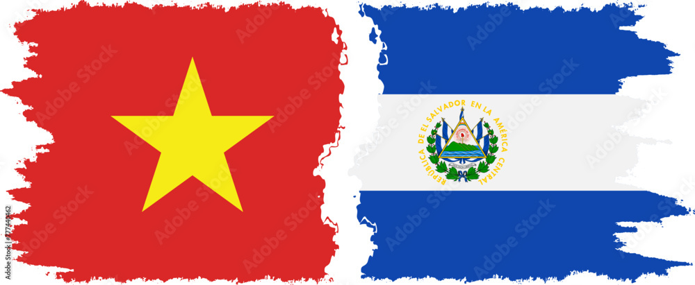 El Salvador and Vietnam grunge flags connection vector El Salvador and Vietnam grunge flags connection vector