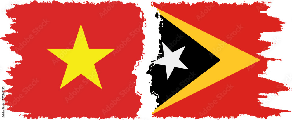 Timor-Leste - East Timor and Vietnam grunge flags connection vector Timor-Leste - East Timor and Vietnam grunge flags connection vector