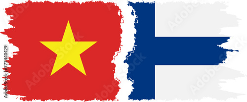 Finland and Vietnam grunge flags connection vector