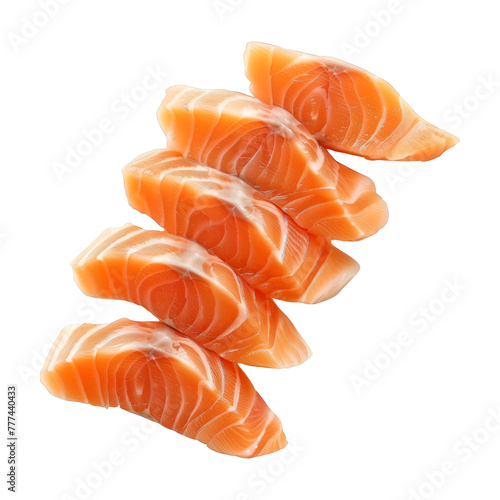 A close up of four pieces of salmon
