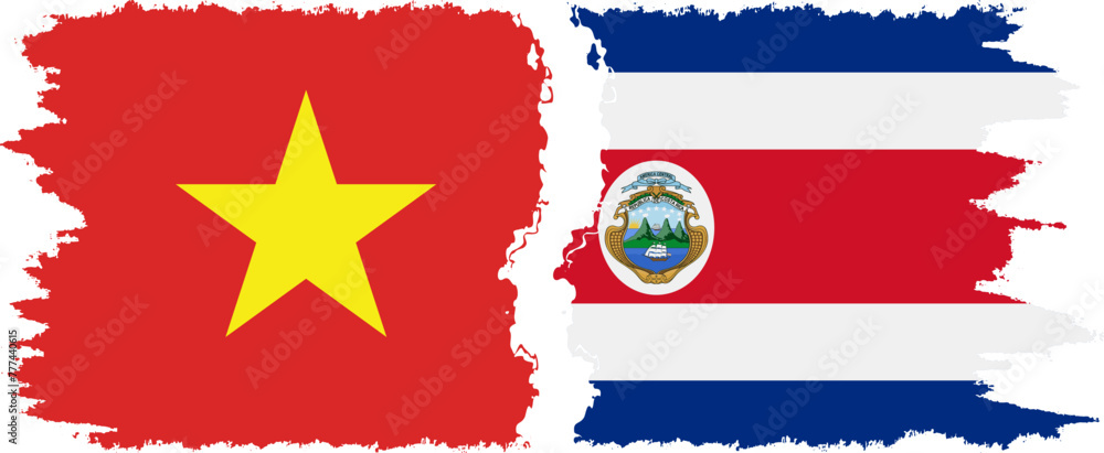 Costa Rica and Vietnam grunge flags connection vector Costa Rica and Vietnam grunge flags connection vector