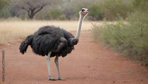 An-Ostrich-With-Its-Neck-Stretched-Out-To-Reach-Le- 2