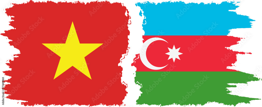 Azerbaijan and Vietnam grunge flags connection vector Azerbaijan and Vietnam grunge flags connection vector