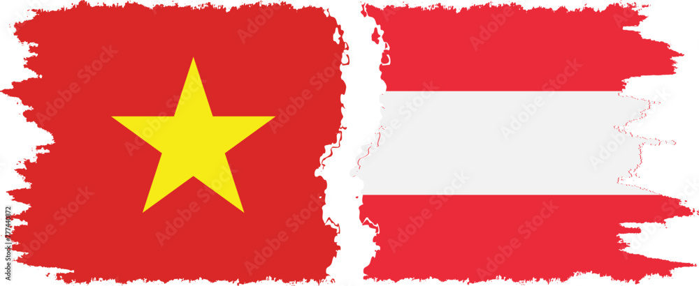 Austria and Vietnam grunge flags connection vector Austria and Vietnam grunge flags connection vector