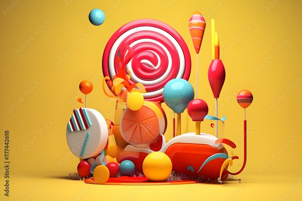 Candy Style A Delightful Minimal 3D Animation of Vibrant Sweets