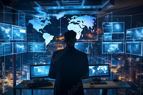 AI analyzing network traffic for potential threats Concept of cybersecurity, data protection, security system, information privacy internet technology, digital safety software. GDPR. EU