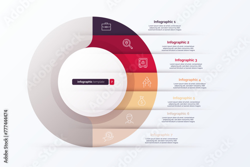 Seven option cycle infographic chart. Vector illustration