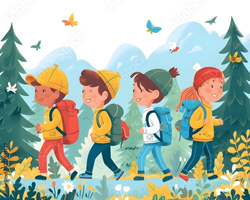 Children on a Nature Adventure Exploring the Great Outdoors Together
