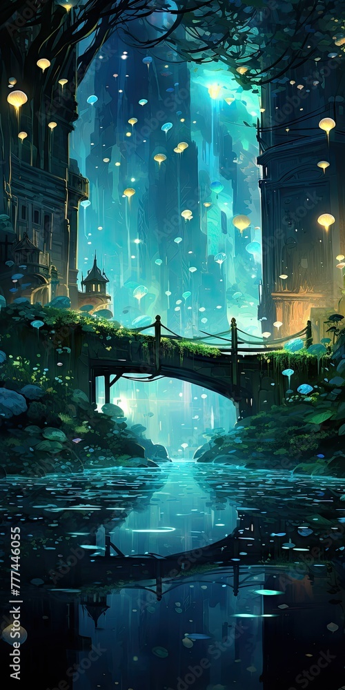 Obraz premium Tranquility in Motion: Discovering Magical City of Fireflies