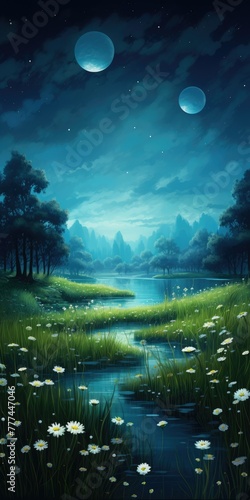 Mystical Moonlit Meadows: A Tapestry of Nighttime Delights © Ilsol
