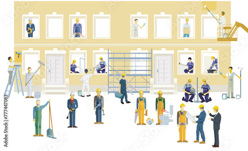 Handwerker auf der Baustelle,  illustration