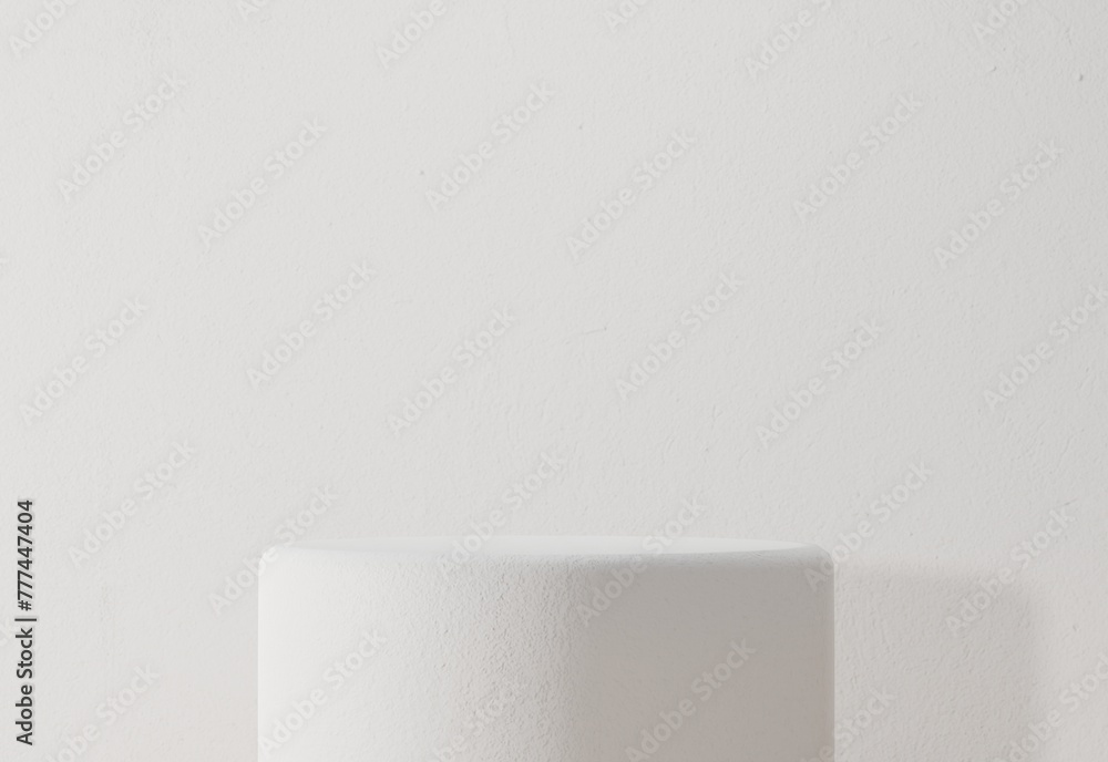Stone pedestal isolated white and background or abstract empty product display platform space for displaying cosmetics, skincare products or products, 3D rendering.. Stone pedestal isolated white and background or abstract empty product display platform space for displaying cosmetics, skincare products or products, 3D rendering..
