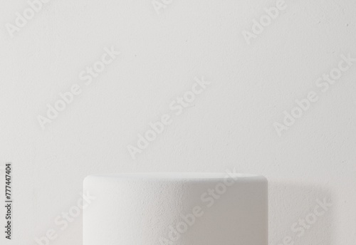 Stone pedestal isolated white and background or abstract empty product display platform space for displaying cosmetics, skincare products or products, 3D rendering..