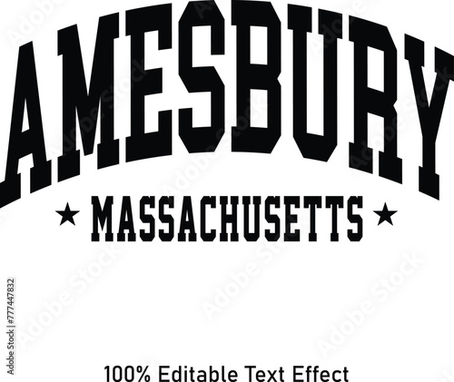 Amesbury text effect vector. Editable college t-shirt design printable text effect vector photo